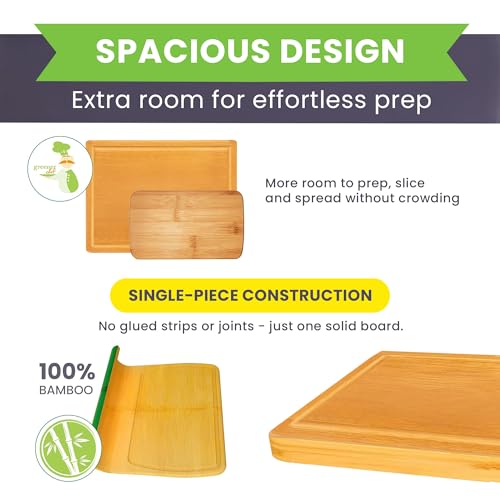 20 Inch Bamboo Wood Cutting Board Featuring Super (Glue-Free Surface - Rectangular)