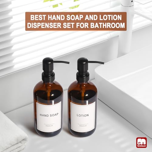 Amber Glass Soap Dispenser (Amber Bottle + Black Pump / 4 Pack)