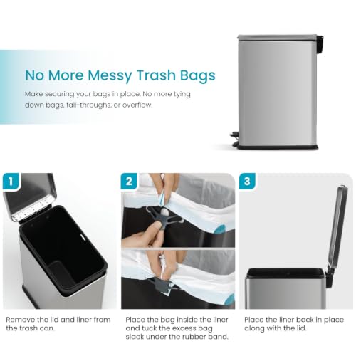 8 Gallon Kitchen Trash Can with Slim Fit Design (Silver / Solid)