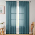 Sheer Dusty Blue Curtains for Bedroom Living Room 90 Inches Long 2 Panels Set (Dusty Blue / 42"W x 90"L (Pack of 2))