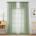 Sage Green Sheer Curtains for Window 96 Inches Long 2 Panels (42"W x 96"L (Pack of 2) / Sage Green)