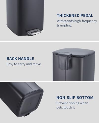 30L Colored Stainless Steel Step‑On Trash Can (Black)