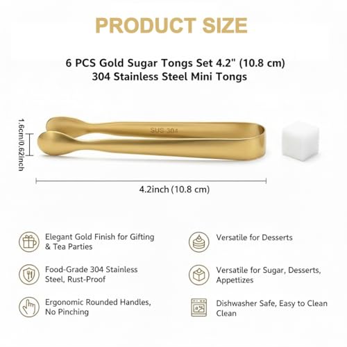 Gold Mini Serving Tongs for Party (Gold)