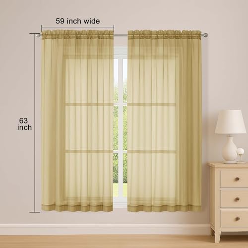 Sheer Gold Curtains (Gold / 59"W x 63"L (Pack of 2))