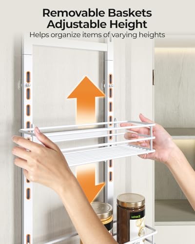 6 Tier Narrow Pantry Door Organizer (White-6)