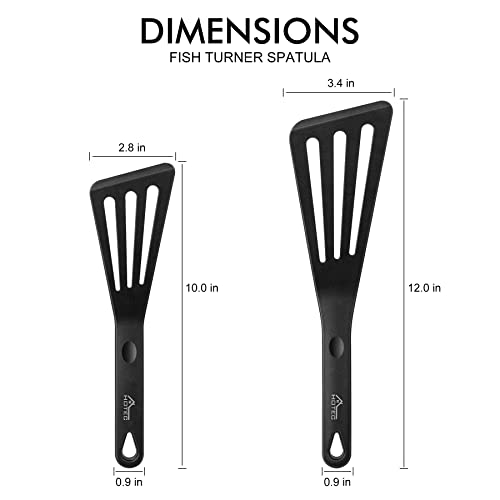 2 Pack Silicone Slotted Fish Turner Spatula Set (Black)