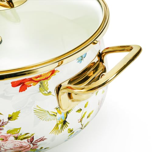 2.8 Quart Enamel Stockpot with Glass Lid