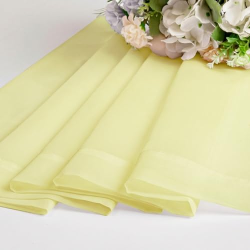 Sheer Tier Curtains 24 Inch Length (Light Yellow / 42"W x 24"L (Pack of 2))