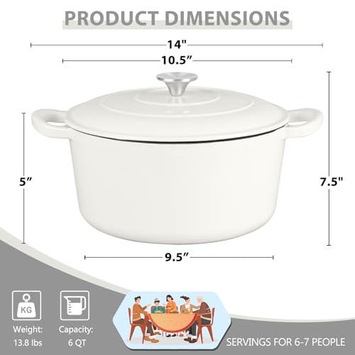 6 Quart Dutch Oven (6 QT-Round / White)