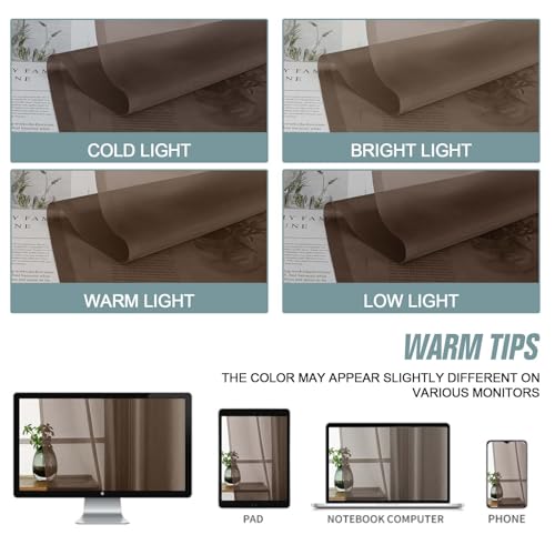 Chocolate Sheer Curtains for Window 96 Inches Long 2 Panels Set (42"W x 96"L (Pack of 2) / Chocolate)