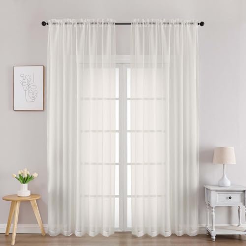 Ivory Sheer Curtains 90 Inches Long 2 Panels (Ivory / 59"W x 90"L (Pack of 2))