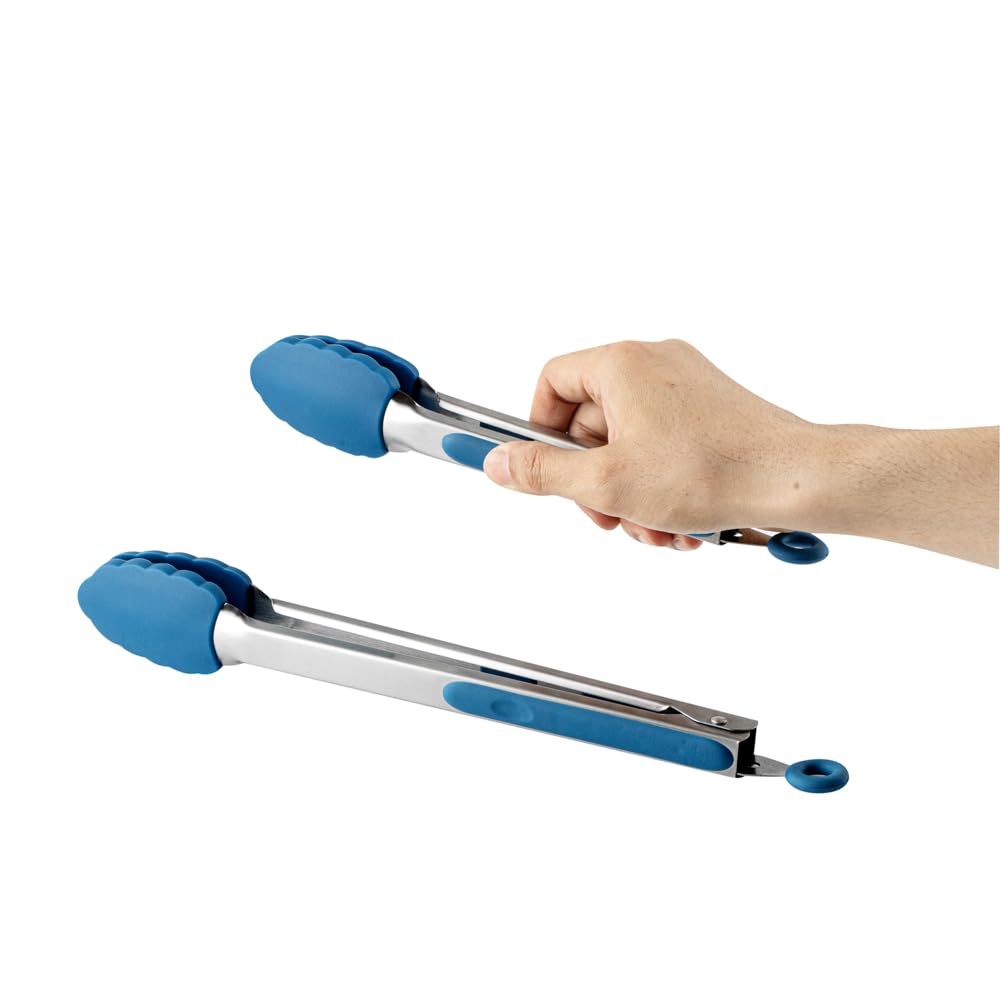 Blue Stainless Steel Kitchen Tong Set (Set / Blue)