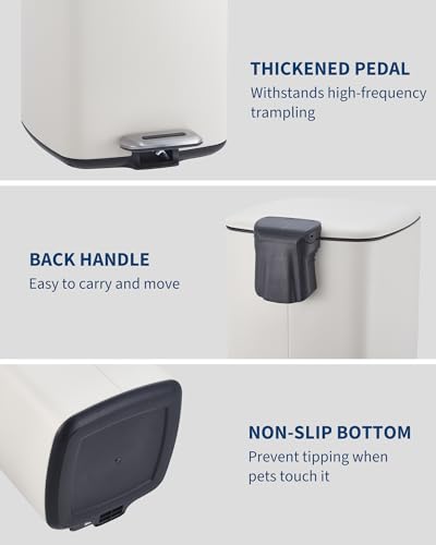 8 Gallon Trash Can for Kitchen (Beige)