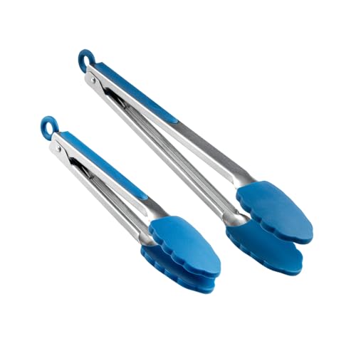 Blue Stainless Steel Kitchen Tong Set (Set / Blue)