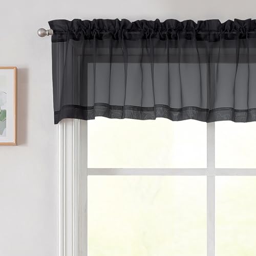 Black Valances for Windows (Black / 42"W x 14"L (Pack of 2))