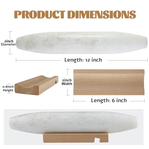 African Natural Marble French Rolling Pin (Shuttle White Marble 12 Inch)