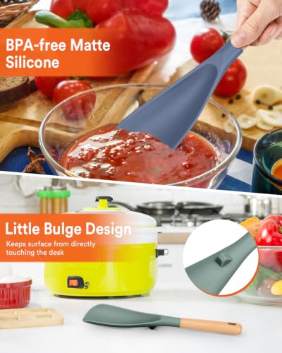 Silicone Cooking Spoon for Nonstick Cookwares (GLAUCOUS & FOREST GREEN / 11.4 inch)
