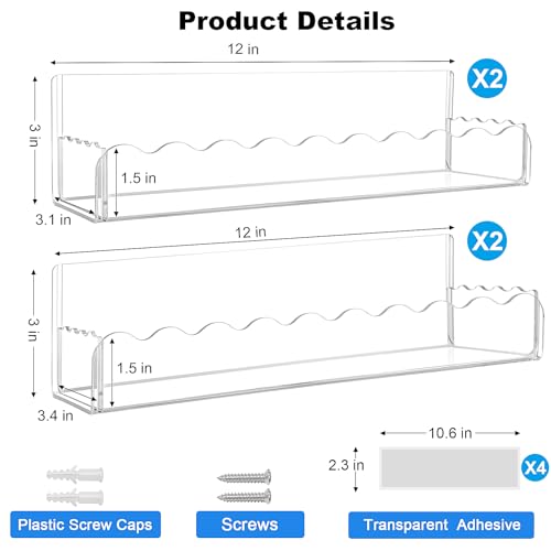 12 inch Spice Rack Wall Mounted (12" / Clear)