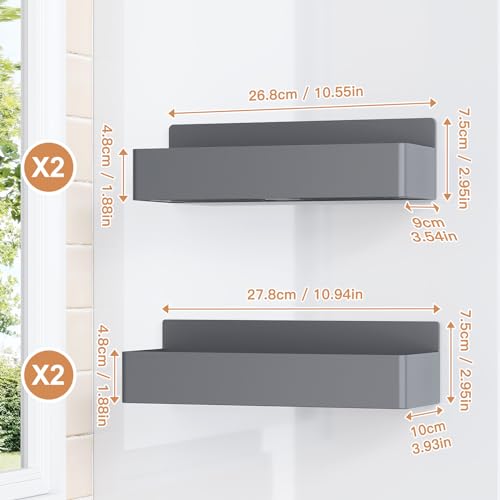 Magnetic Spice Rack for Refrigerator (Grey / 4 Pack)