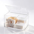 Clear Acrylic Cotton Swab Ball Holder Qtip Organizer with Lid 2 (5.9" x 4.53" x 3.94")