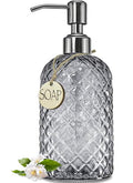 18Oz Smoky Gray Glass Soap Dispenser with Rust Proof Pump (Smoky Gray)