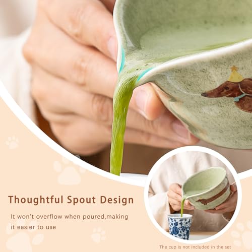 Matcha Set with Dog Pattern (Mottled Green)
