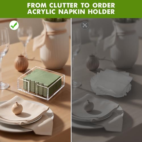 Acrylic Counter Cocktail Napkin Holder for Table (Clear_Cocktail Napkin Holder)