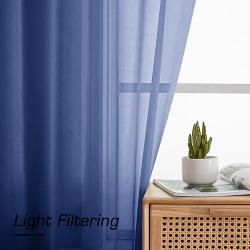 Royal Blue Sheer Curtains 72 Inches Long 2 Panels for Living Room (Royal Blue / 42"W x 72"L (Pack of 2))