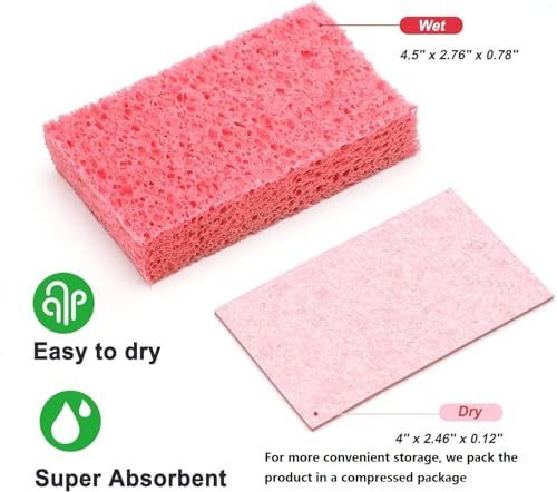 6 Pack Cellulose Scrub Sponges Non (Orange / 6 Count (Pack of 1))