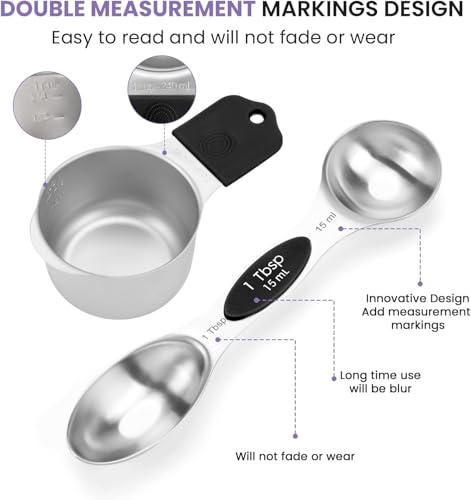Magnetic Measuring Cups and Spoons Set (Black)