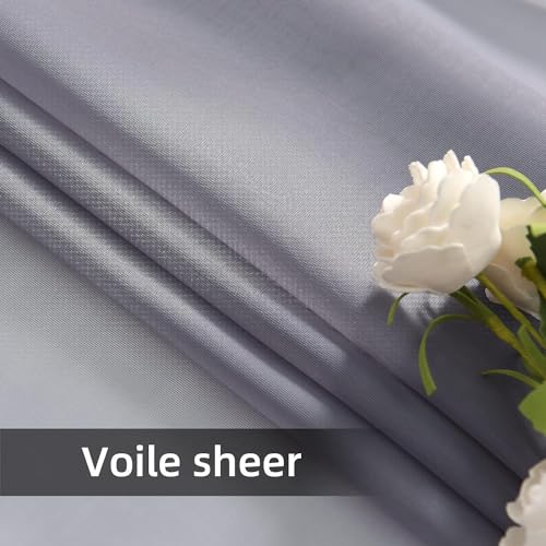 Solid Sheer Rod Pocket Curtain Voile Draperies 2 Panels White Beige Black Grey Coffee 38 Inch Width 54 Inch Long 1 Pair for Kitchen Bedroom Children Living Room Yard (Grey / 38"W x 54"L (Pack of 2))
