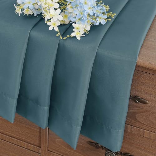 Dusty Blue Sheer Curtains Tier 30 Inches Length 2 Panels (42"W x 30"L (Pack of 2) / Dusty)