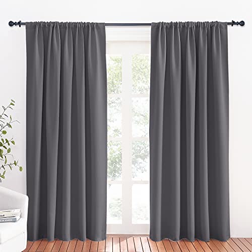 Large Blackout Curtains for Bedroom Living Room 84 inches Long (Grey / 70"W x 84"L (Pack of 2))
