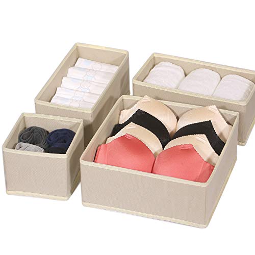 12 Pack Foldable Cloth Storage Box Closet Dresser Drawer Organizer Fabric Baskets Bins Containers Divider for Clothes Underwear Bras Socks Lingerie Clothing