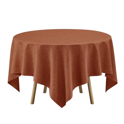 Faux Linen Square Tablecloth for Dining Room (Burnt Orange / 52" x 52" (Square))