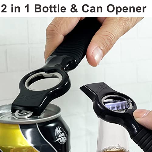2-in-1 Soda Can Tab & Beer Bottle Opener, Black, 2-Pack (Black)