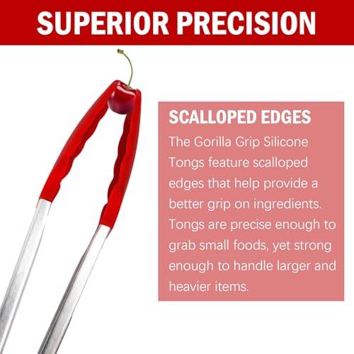 Silicone Kitchen Tongs for Cooking (Red)