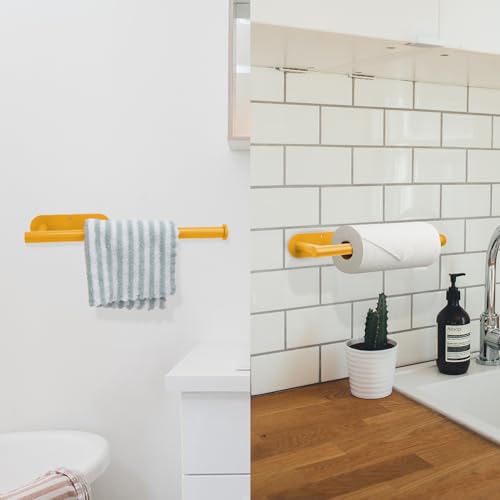 Pink Paper Towel Holder Self Adhesive Drilling for Kitchen Yellow (Yellow)