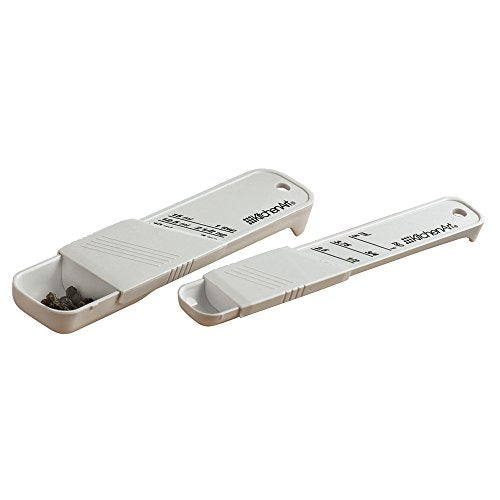 Adjust-A-Teaspoon And Adjust-A-Tablespoon Set, Plastic, 2-Piece, White,9 x 3.5 x 0.75 inches (Adjustable Measuring Spoon Set)