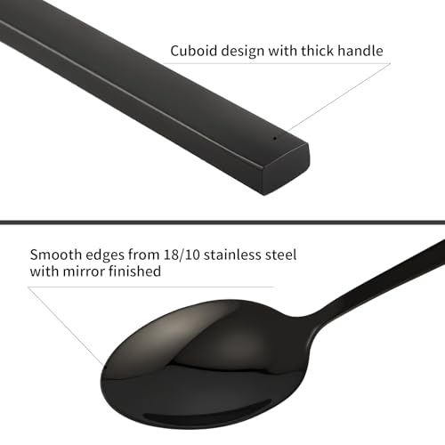 Flatware Set Black Cuboid Handle 20 Pieces Service for 4 (Black / 20 Pcs)