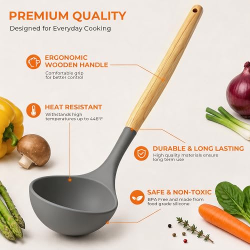 33 Pcs Silicone Kitchen Cooking Utensils Set (Gray)
