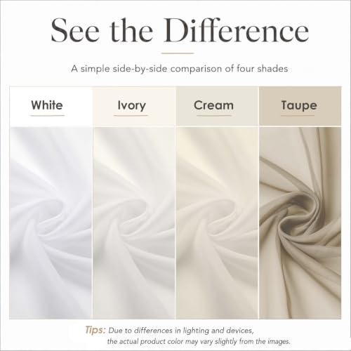 Ivory Sheer Curtains 108 Inch Long 2 Panels Set (Ivory / 42"W x 108"L (Pack of 2))