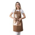 Barista Tools Apron for Women Hairstylists Servers Waterproof Canvas Kitchen Apron with 3 Pockets for Cooking Gardening (Brown)