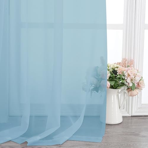 Sky Blue Sheer Curtains 108 Inches Long (Sky Blue / 42"W x 108"L (Pack of 2))