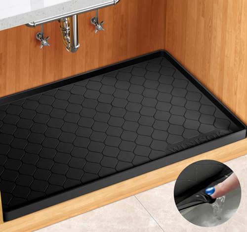 Waterproof Under Sink Mat 22" x 19" (19"W x 22"L / Black)