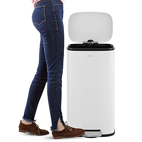 Curtis 8 Gal Step Trash Can Soft Close 25" (White)