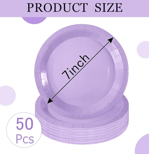 50 PCS Light Purple Paper Plates (Light Purple / 7 INCH)