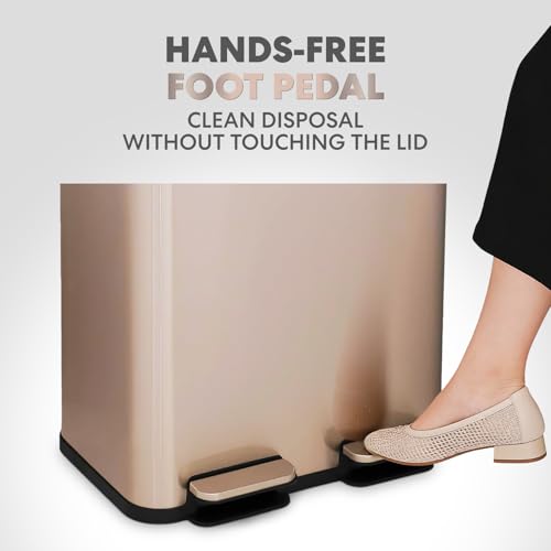60L 16 Gallon Dual Compartment Kitchen Trash Can (Rose Gold)