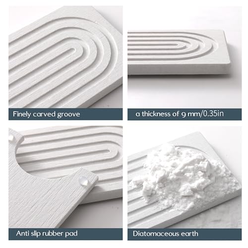Diatomite Faucet Mat for Kitchen Sink (White · 23.6 x 4 in · Concentric Groove)