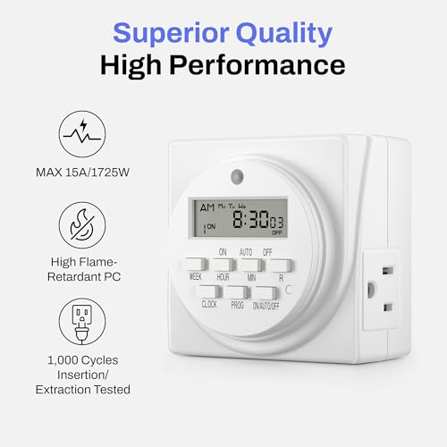 Indoor 7 Day Programmable Digital Timer Outlet (3-Prong,2-Pack)